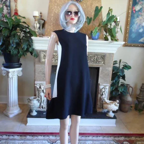 Carolina Herrera | Dresses | Ch Carolina Herrera Black White Colorblock A  Line Sheath Dress Size | Poshmark